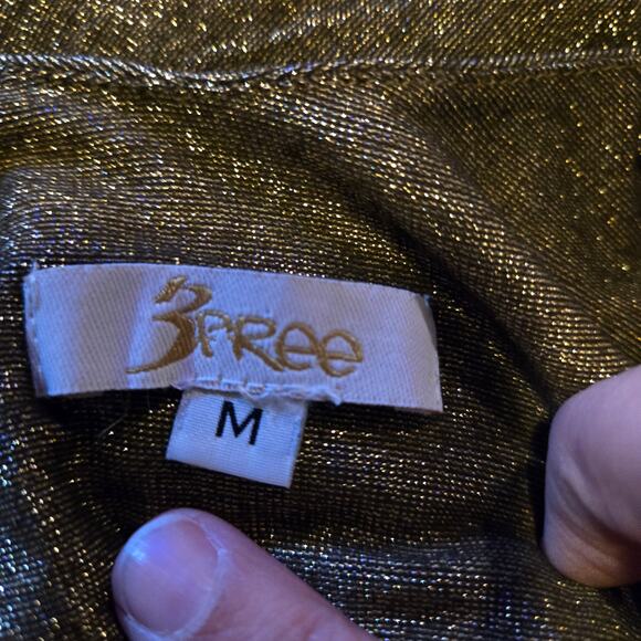 3Free Metallic Gold Shimmer Mini Dress Women’s Size M - Picture 3 of 7